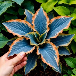 Хоста Океан Вью купить по цене от 960р. в интернет-магазине «Посадика» с доставкой почтой в в Красный Холме и по всей России – [изображение №1].